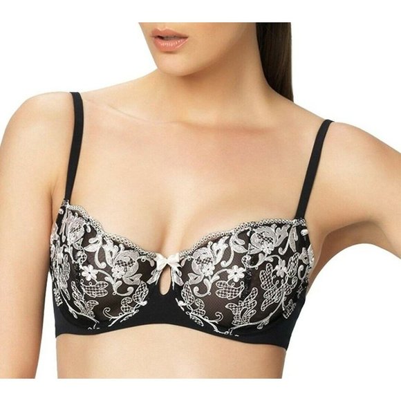 FELINA Priscilla Sheer Non-Padded Underwire Demi Bra Black 32DD #110019 NEW - Picture 3 of 3